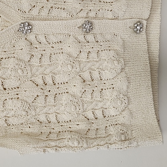 Zara Women's Knit Waistcoat Bejeweled Button Ivory Cream Vest Sz S - Picture 5 of 16